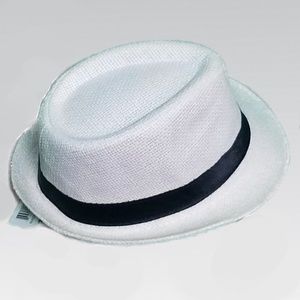 NWT White Hat with Black Strip